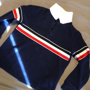 SHEIN boys long sleeve center strip shirt